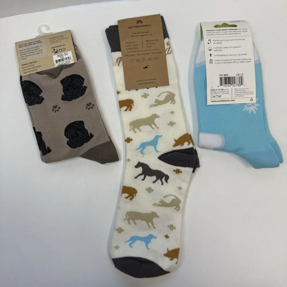 Veterinarian Animal Lover 3 Pair New Sock Bundle Lot Unisex New
